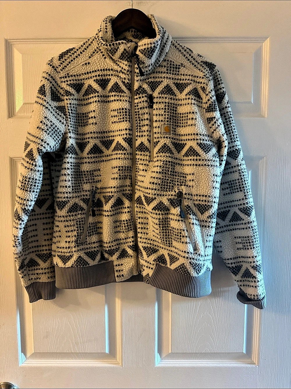 Carhartt Sherpa-Lined Full-Zip Jacket Geometric Gray & Black Medium